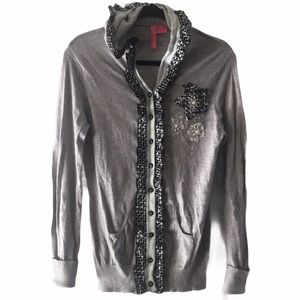Charlotte gray button up cardigan with hood
